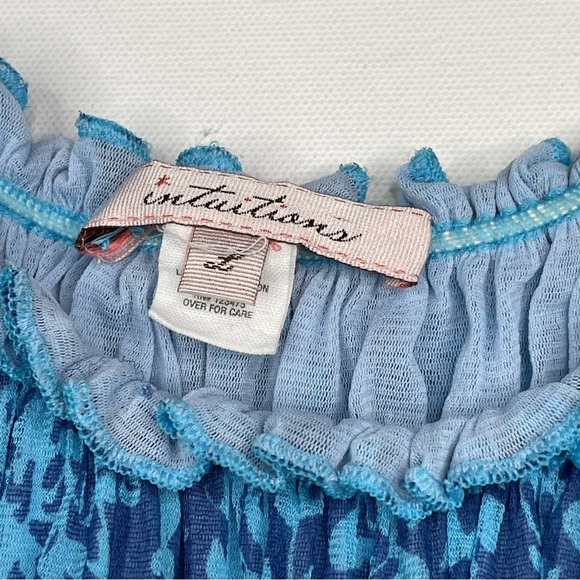 Y2K Babydoll Top Tank Silk Fairy Cottagecore Whimsigoth Romantic Milkmaid Blue - Picture 10 of 14